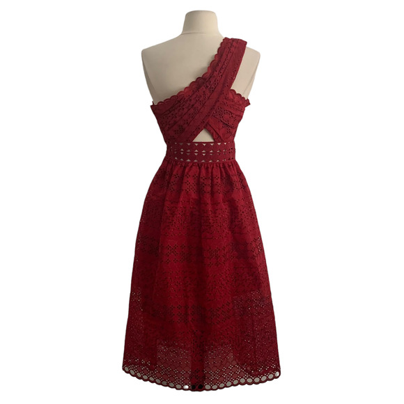 Self-Portrait One Shoulder Cut Out Midi Dress - Picture 4 of 9